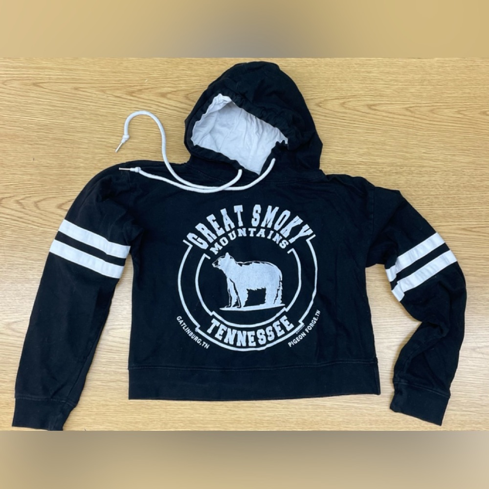 Juniors Great Smoky Mountains Crop Hoodie Size M